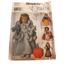 Simplicity 8252 Cinderella, Snow White, Red Riding Costume For 18" Doll Pattern