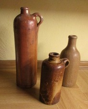 3 Steingutflasche Tonflasche  1000ml + 500ml ...