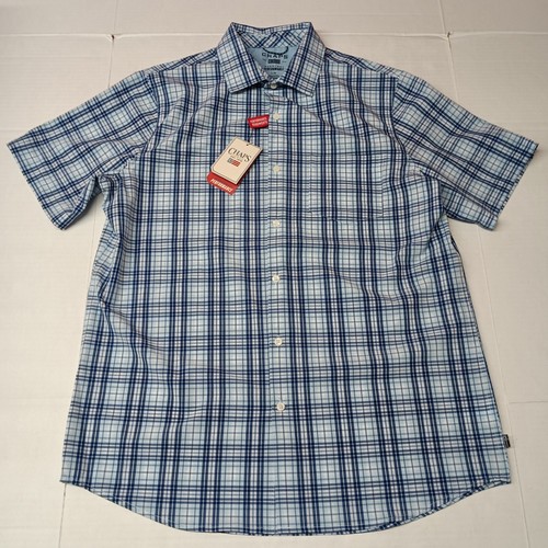 Chaps Everyday Performance Woven Shirt Men's Size L Sky Blue Stretch UPF 50 - 第 1/7 張圖片