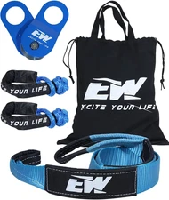 Offroad Recovery Kit |10-Ton Snatch Block | 3In X 8Ft Tree Saver | Soft Shackles