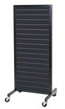 SSWBasics Black Metal Framed Rolling Slatwall Merchandiser