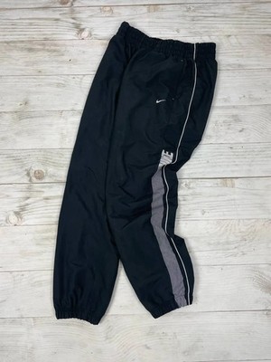 Nike Nylon Track Pants Striped 00s Swoosh Big Logo Men Size M Black