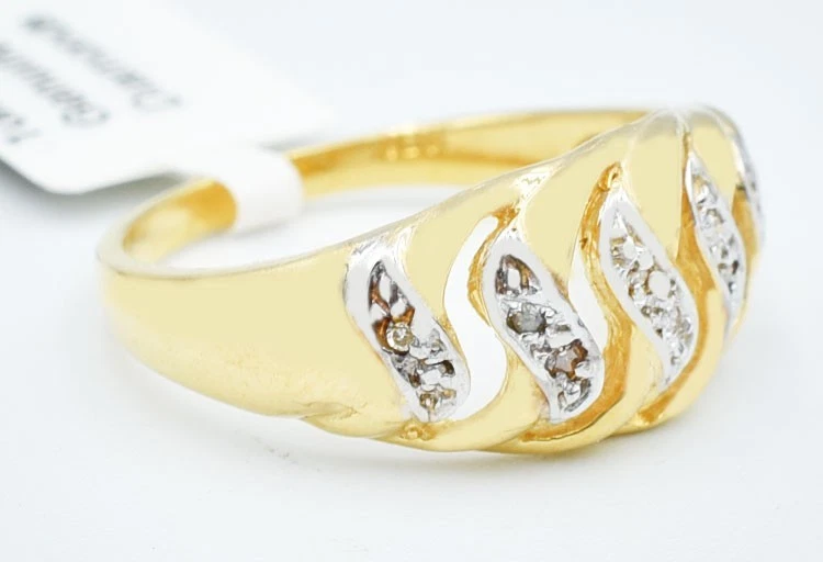 ANILLO CÚPULA DIAMANTE GENUINO ORO AMARILLO 10K - Hecho en EE. UU. - Valoración Gratuita Foto 2 de 4