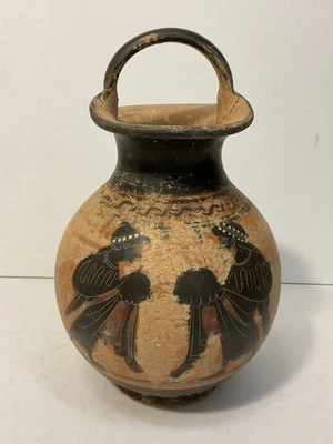 ANCIENNE POTERIE STYLE ROME GRÈCE ANTIQUE ,  SCÈNES MYTHOLOGIQUES . CRUCHE VASE - Photo 1/4