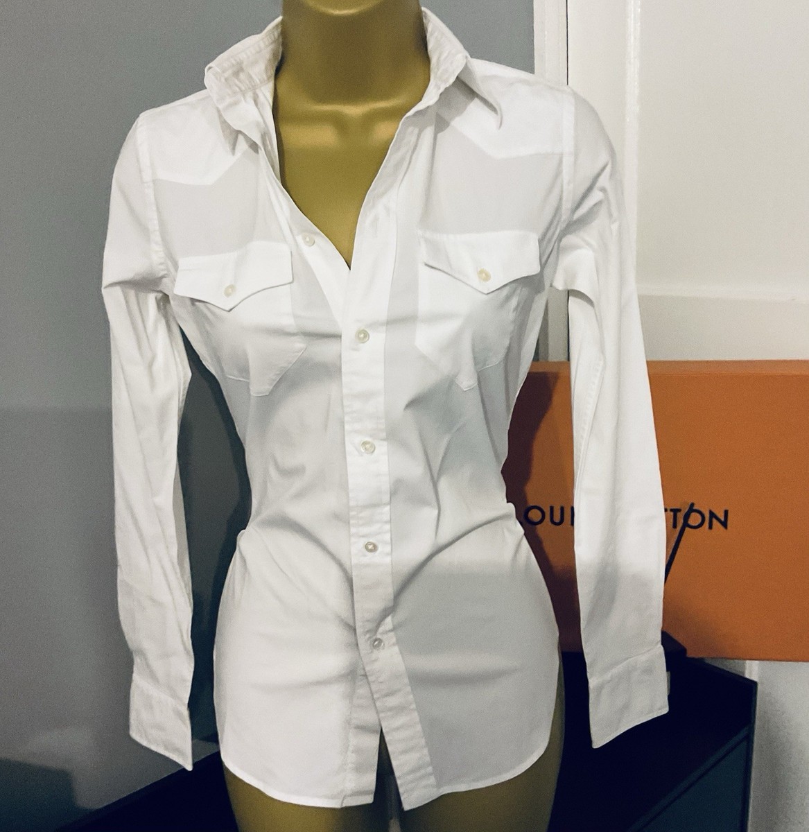 Pristine Ralph Lauren Women White Fitted Shirt Blouse Stunning UK 6-8 | eBay
