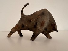Miyazawa Kanae ? MCM Brutalist Cast Iron Fighting Bull Sculpture Made in Japan 