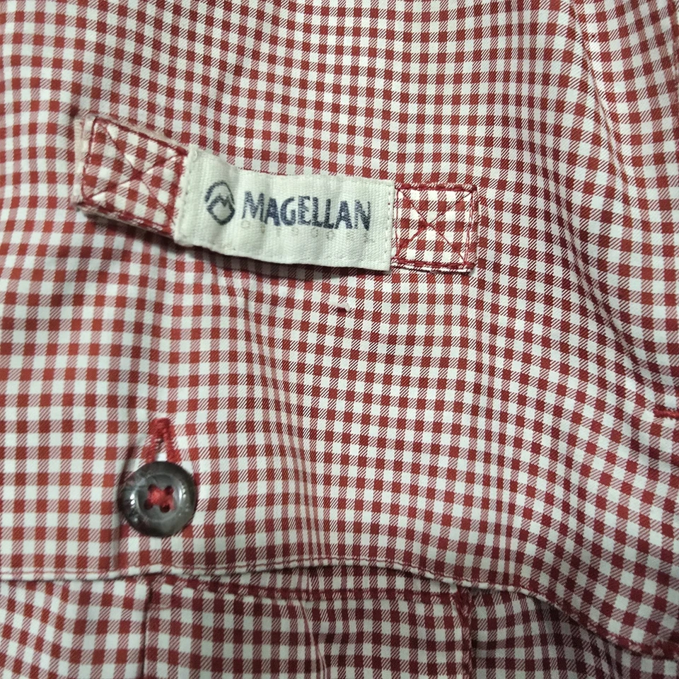 麦哲伦户外衬衫男式 XL 红色白色鱼具钓鱼通风休闲版型 — 第 3/4 张图片