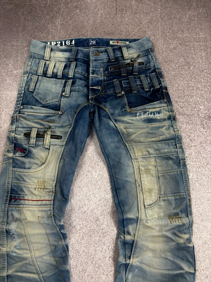 RARE VINTAGE JAPANESE BRAND EVISU STYLE PATCH WORK JEANS 90s - Image 2 of 4