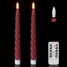Flameless Flickering Taper Candles with Remote and Timer, Battery Operated Sp...