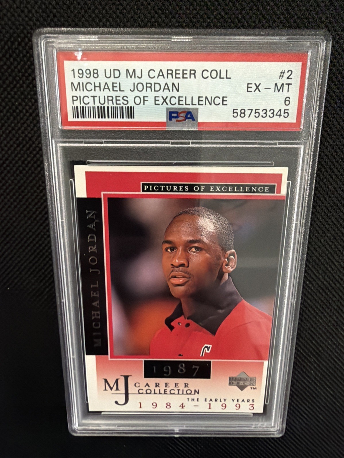 Michael Jordan 1998 UD MJ Career Coll Pics Of Excellence #2 - PSA 6 - Rare Pop 5 view 2