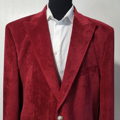 Thread & Stitch Men's Velvet Classic Formal Sport Coat Blazer Jacket Sz 3XL Red 