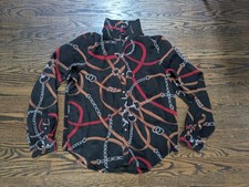 Camisa Blusa Chaps Ralph Lauren Mujer Talla 10 Transparente Caballo Ecuestre Arnés
