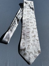 100  Silk Dog Breed Print Men's Tie