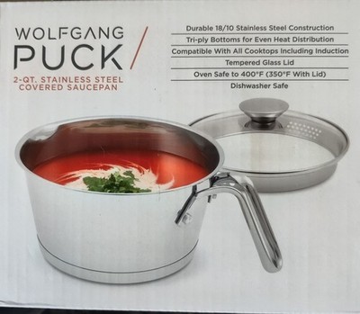 Wolfgang Puck Stainless Steel 2 Qt. Sauce Pan With Glass Lid Brand New In Box