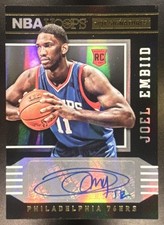 2014-15 Panini Hoops Joel Embiid #68 Hot Signatures RC Auto 76ers