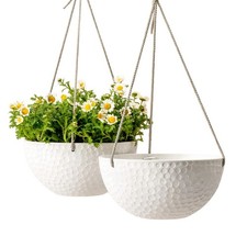 Set of 2 Hanging Planters for Outdoor Plants - 10 Inch Decorative Pots