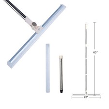 Floor Squeegee Silicone Blade Long Handle of 65'' for Window Cleaning Silver 