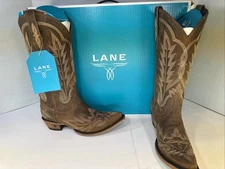 LANE Lexington Cowboy Boots Burnt Caramel 8.5 NEW WITH BOX
