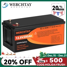 12V 200AH LiFePO4 Deep Cycle Lithium Battery BMS for Solar Panel RV Off-grid US
