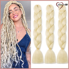 Bleichblond Flechthaar Extensions 60 cm Synthetik Z&ouml;pfe 300 g 3 St&uuml;ck f&uuml;r Afro