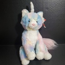 Gund SHIMMER CATICORN 12" Pastel Rainbow Tie Dye Stuffed Cat Unicorn LUXE SOFT