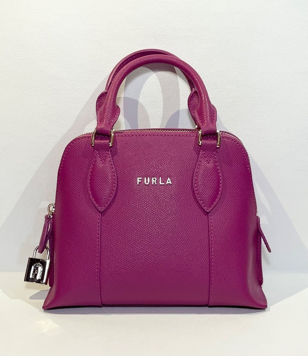 Dark Fuschia Furla Small Vittoria Crossbody Dome Genuine Leather