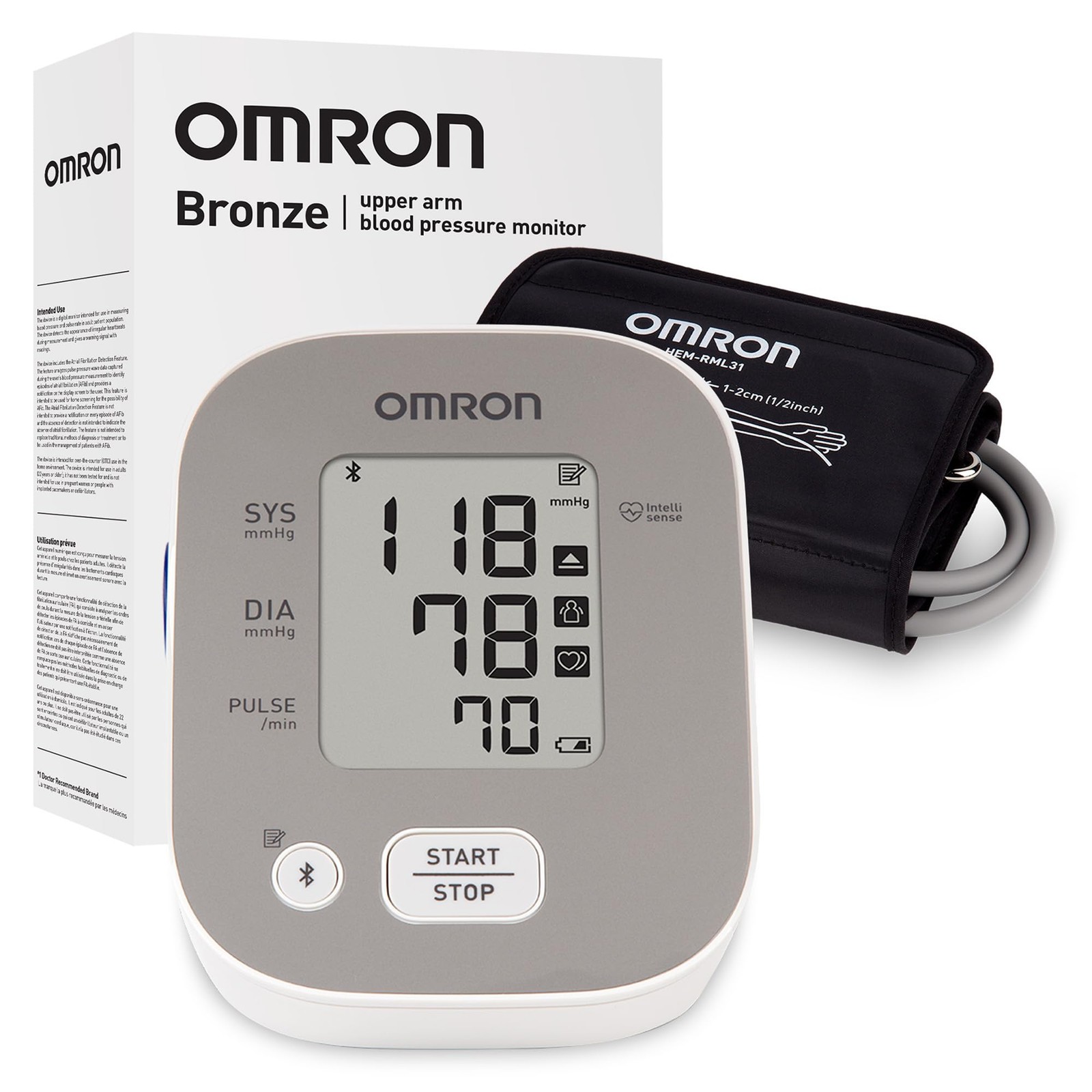 OMRON Bronze Blood Pressure Monitor & 9-17" Cuff Size | Single Unit, White