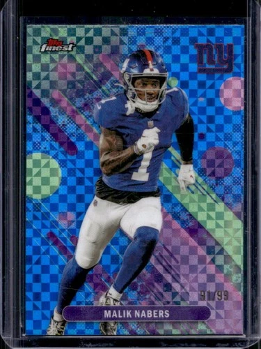 2025 Topps Finest Malik Nabers Blue X-Fractor #/99 Giants