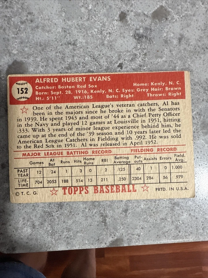 1952 Topps - Al Evans #152 White Back - Image 3 of 3