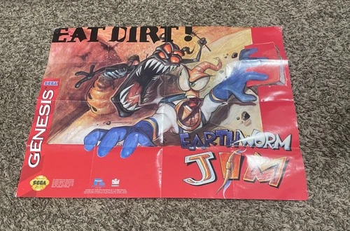 Sega Genesis Vintage Eat Dirt Earthworm Jim Poster