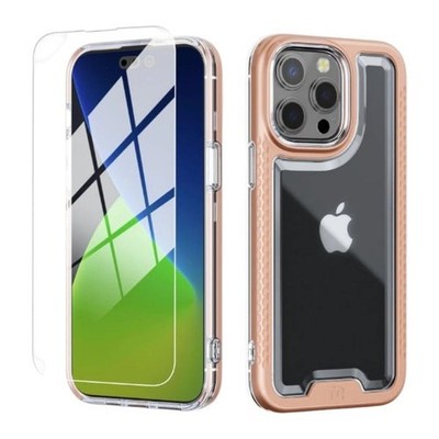 iPhone 14 Pro Max - Lux Series Case with Tempered Glass - Rose Gold