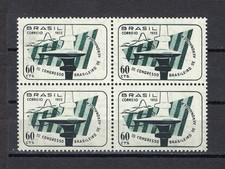 Brazil 1955 Sc# 819 Aviation Simbols Aeronautic Congress Sao Paulo block 4 MNH