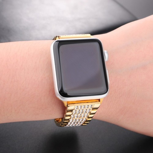 Für Apple Watch 4 44 mm Strass Gliederarmband Edelstahl Armband gold | eBay