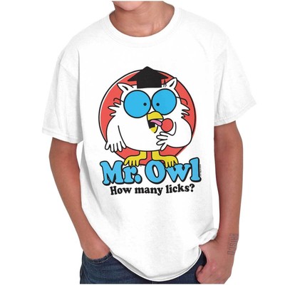 Tootsie Roll Pops Mr. Owl How Many Licks Youth Crewneck T Shirts Boy or Girl