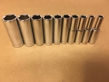 Craftsman 1/4" Drive 10 Piece 6 Pt Point SAE Deep Chrome Socket Set Standard STD