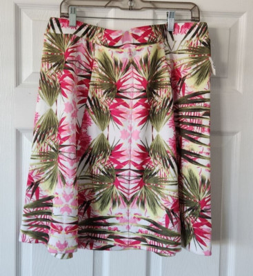 NWT INC International Concepts A-Line Stretch Tropical Paradise Skirt Size 2X