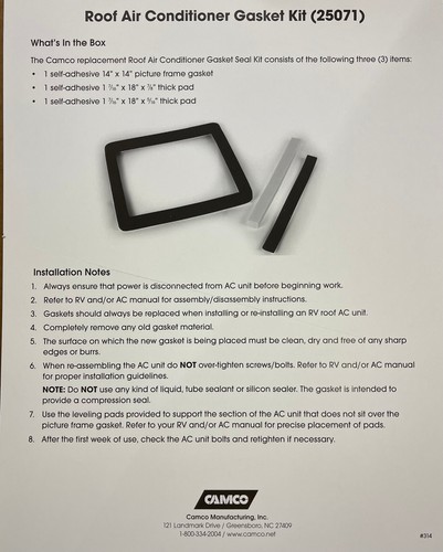 Camco 25071, 14x14 Universal RV Air Conditioner Universal Roof Gasket Seal - Picture 2 of 4