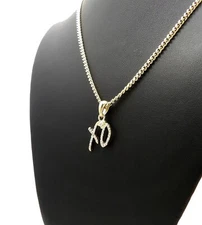 Iced Mini XO Gang Pendant & 18"~24" Box, Cuban, Rope Chain Hip Hop Necklace