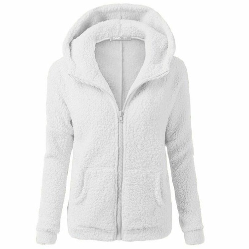 Women's Plus Size Jackets Lambskin Fashion Hooded Zipper Jackets Winter Coat - Picture 14 of 51