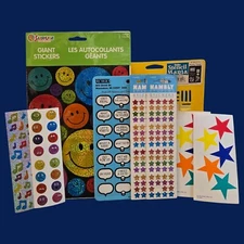 Retro Prismatic Giant Sandylion Stickers Mrs. Grossmans Funny Faces Hambly Stars