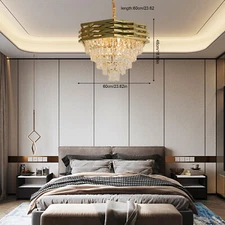 Modern 12-Light Gold 5-Tier Crystal Chandelier  For Living/Dining Room Foyer NEW