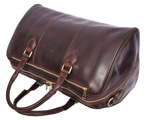 Genuine Leather Holdall Overnight Cross Body Weekend Travel Duffel Bag HLG47 - Picture 16 of 25