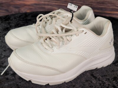 Brooks Womens Addiction Walker Sneakers 2E White Leather Slip Resistant  $130