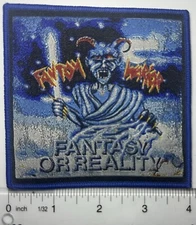 Fantom Warrior Fantasy Or Reality Blue Border Woven Patch 