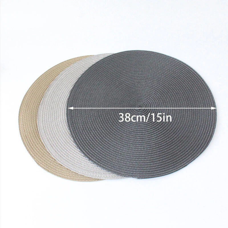 38cm Woven Table Place Mats Round Place Mat Dining Tableware Washable Dinner @ - Image 2 of 4