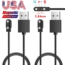 2PCS 2-Pin Universal USB Data Charging Cable Magnetic 2.84mm Smart Watch Charger
