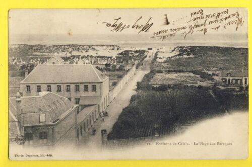 cpa de 1904 Les BARAQUES environs de Calais LA PLAGE Vue de l'Eglise Cimetière - Bild 1 von 1