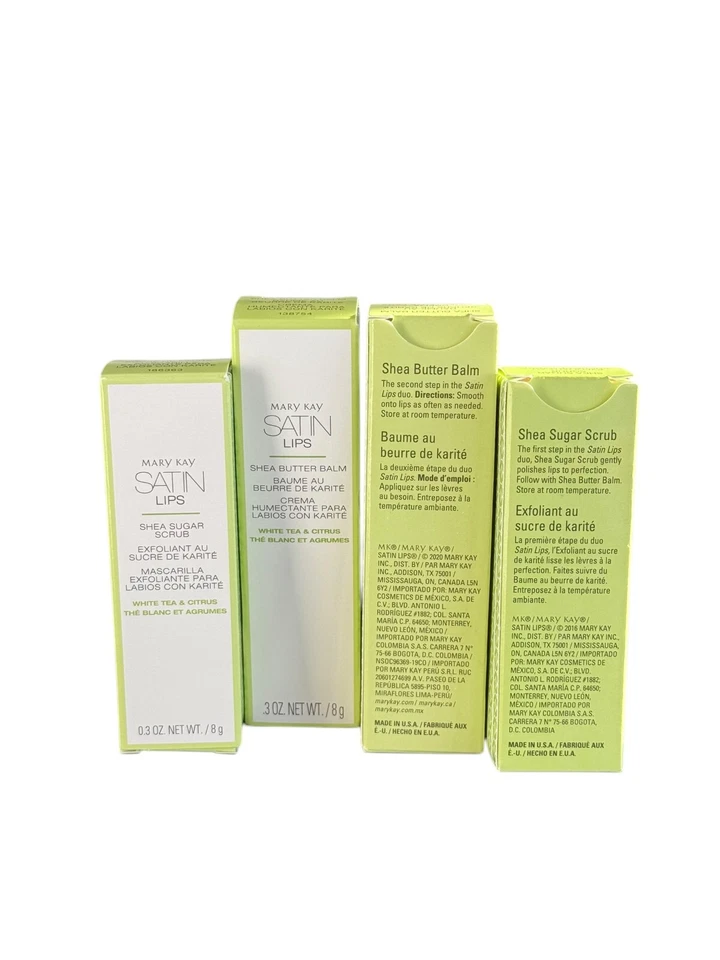 Mary Kay Té Blanco y Cítricos Satinado Labios Manteca de Karité Bálsamo y Exfoliante de Azúcar 2 CONJUNTOS NUEVO EN CAJA Foto 2 de 3