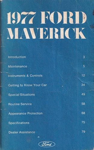 1977 Ford Maverick Owners Manual Original OEM User Instruction Guide Book