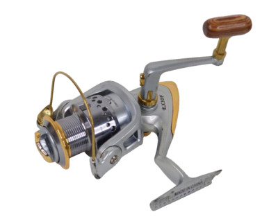 Fisherman's Habit EX30F Spinning Fishing Reel Silver Gold Wooden Handle